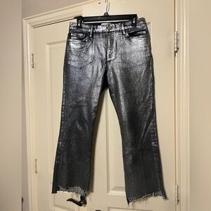 Frame Denim Metallic Black Le Crop Mini Boot Jeans 29
